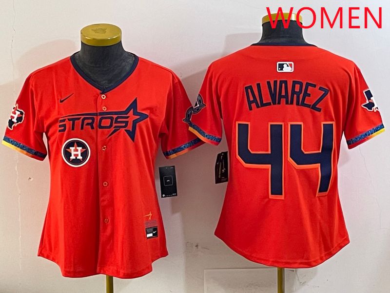 Women Houston Astros #44 Alvarez Orange Fourth generation Joint Name Nike 2025 MLB Jersey style 7